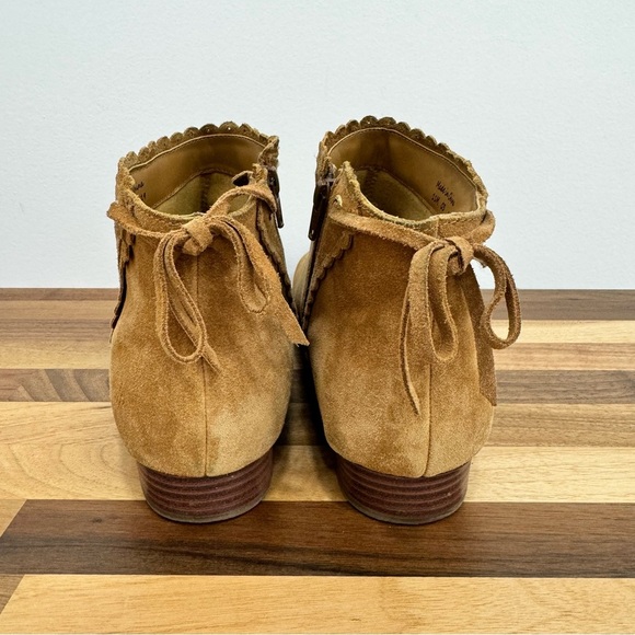 JACK ROGERS Charlotte Scalloped Suede Ankle Booties Boots Oak Sz 11 - Picture 4 of 6